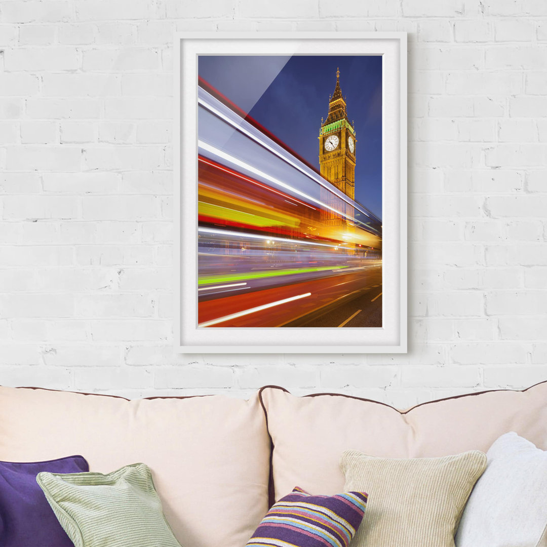 Gerahmter Kunstdruck Traffic in London von Big Ben at Night