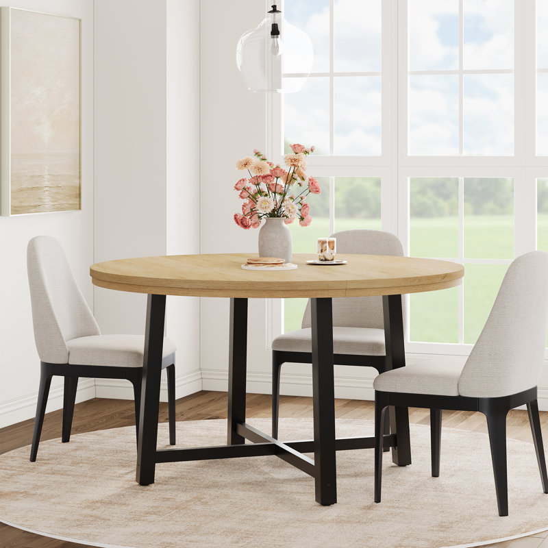 Table de salle à manger de 47 po pour 4 personnes, table de salle à manger avec cadre en métal robuste, Jaune