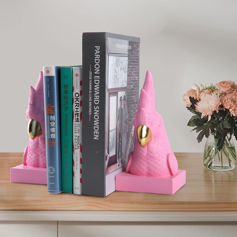 Serre-livres décoratifs roses en résine rose (ensemble de 2)