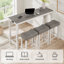 Ensemble de table de bar 4 pièces élégant et fonctionnel avec prises de courant, idéal pour les salons et les salles à manger, blanc et gris