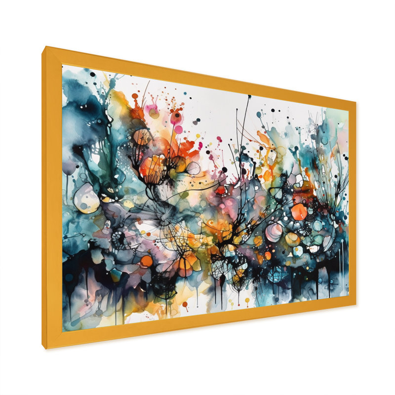 «Boho Dance II» captivant - art mural abstrait pour le salon, Cadre photo unique, H 16 po x l 32 po, Gold