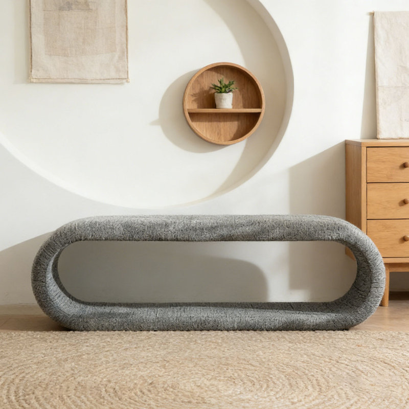 Banc rembourré en chenille de 52,17 po de largeur, Gris
