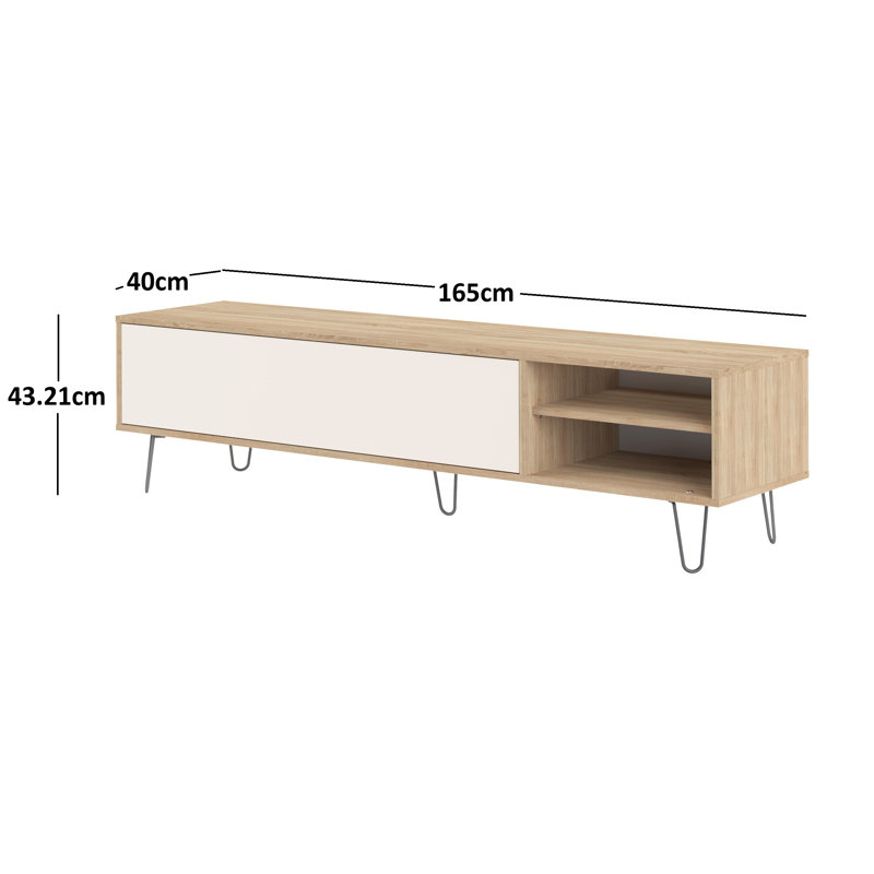 Abbas TV Stand for TVs up to 70", Natural Oak Color/Light Beige