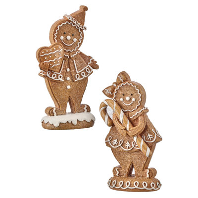 6" Resin Gingerbread Boy and Girl Set of 2