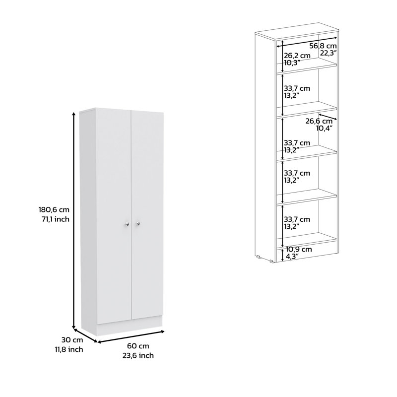 Maplewood 2 Piece Kitchen Set, Multistorage Cabinet + Wall Cabinet, White
