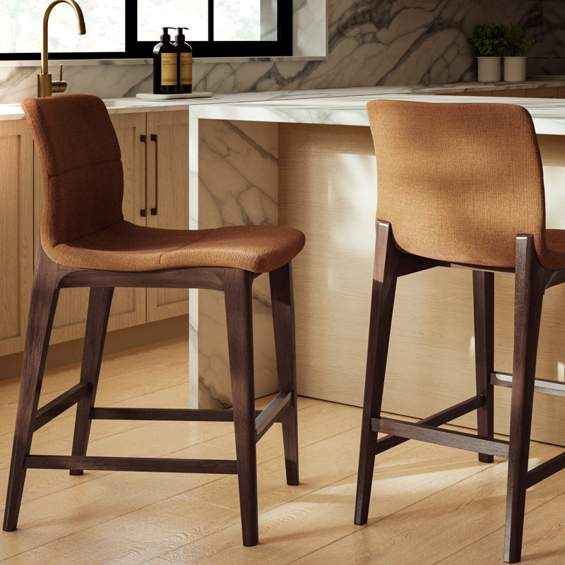 Modern Brazilian - Godan Stool, Jackpot Terracotta Seat/Nogal Frame, Counter Stool (25.25” Seat Height)