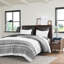 Édredon en coton avec capitonnage en chenille - 2 taies décoratives à motif botanique moderne / grand gris réversible pour une impression élégante-118742864