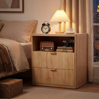 Nightstand with Charging Station, 3-in-1 Bedside Table