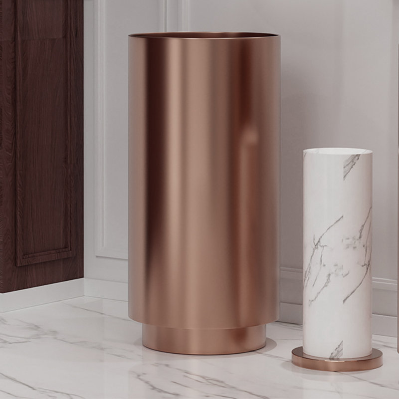 2.75'' Tall Stainless Steel Circular Freestanding Pedestal Bathroom Sink, Rose Gold