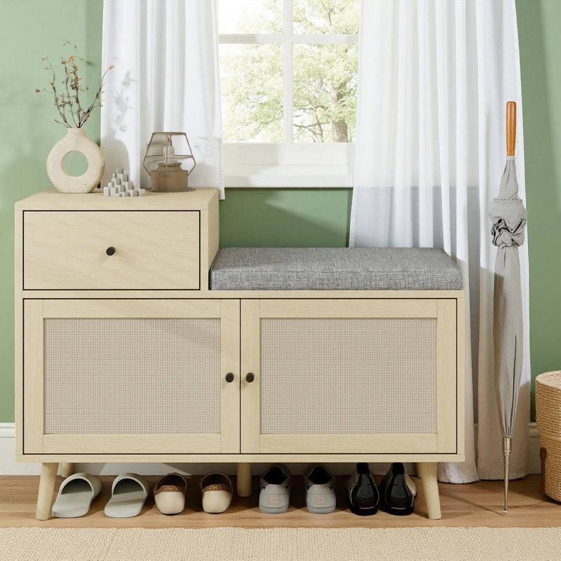 Armoire à chaussures 2 portes avec 1 tiroir, armoire à chaussures moderne autoportante, pour entrée