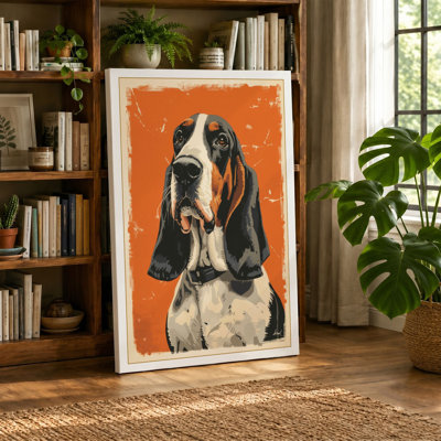 Solemn Basset Hound Vintage - Wrapped Canvas