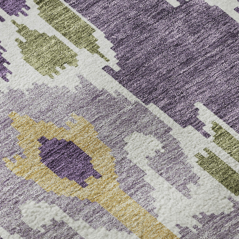 Tapis mauve de qualité supérieure lavable à la machine Prisco, Rectangle 5 pi x 7 pi 6 po