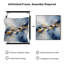 Impression sur tissu grand format - Motif abstrait dynamique bleu, gris et or pour salon ou chambre - « Assemblage du cadre requis (cadre non fini) »-135869288