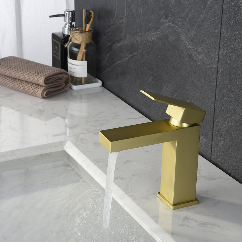 Brushed Gold Single Handle Modern Bathroom Faucet