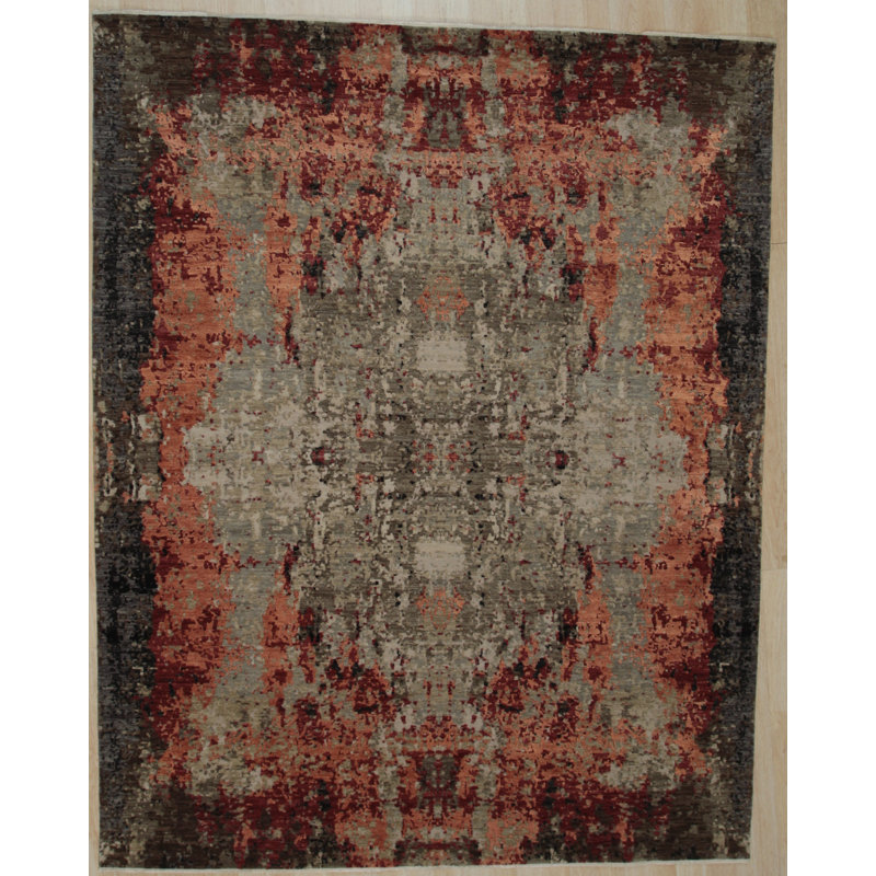 Tapis gris en laine noué à la main