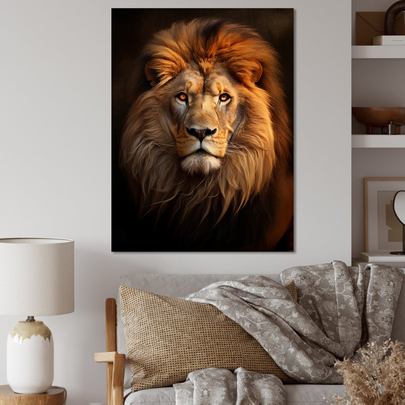 Lion Regal Majesty Lion - Lion, art mural, H 44 po x l 34 po x P 1,5 po, Toile tendue