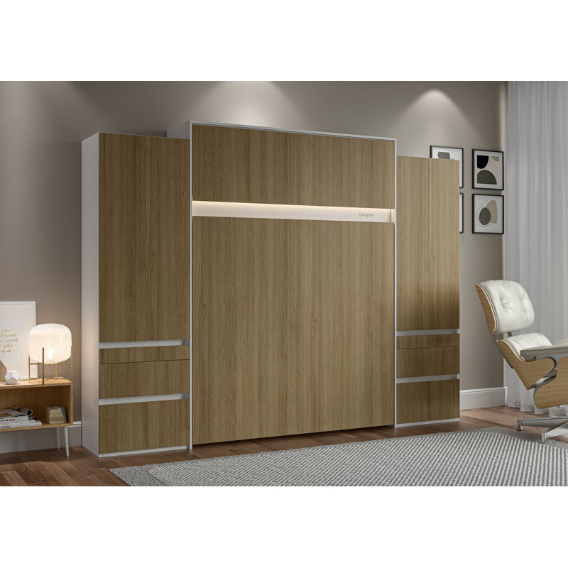 Kesler Murphy Bed with LED Light and Double Storage, Fashionista, Queen