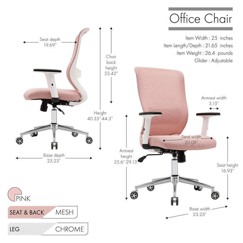 Chaise de travail en filet Georgii, Rose