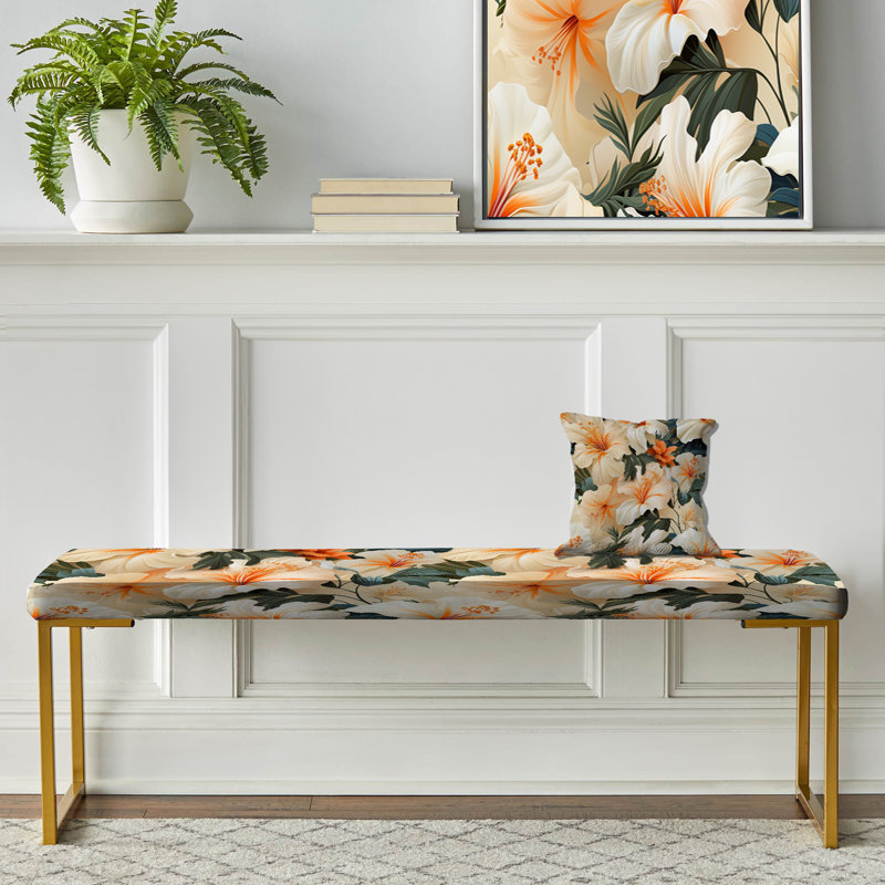 Banc rembourré or, Papaya Dreams Tropical Pattern