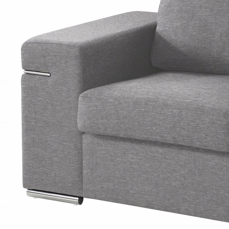Fauteuil rembourré en tissu tissé gris clair