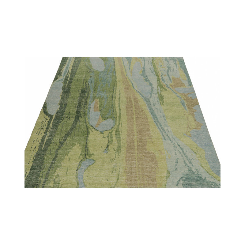 Distressed Homage Hand Knotted Wool Abstract Area Rug, Rectangle 10' x 14'