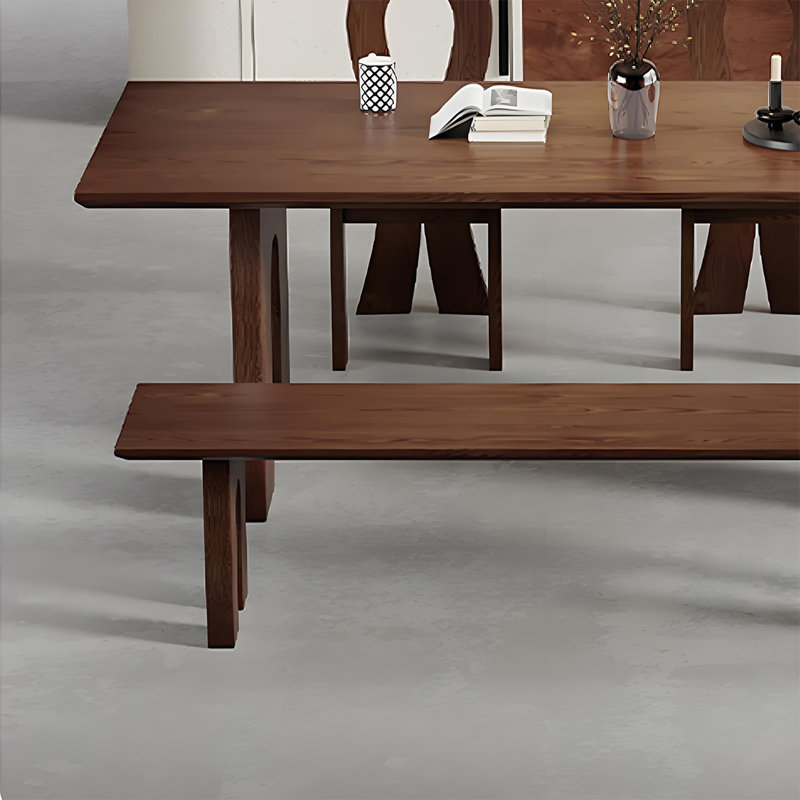 Urban texture solid wood dining table set, 29.52"H x 70.86"L x 31.49"W