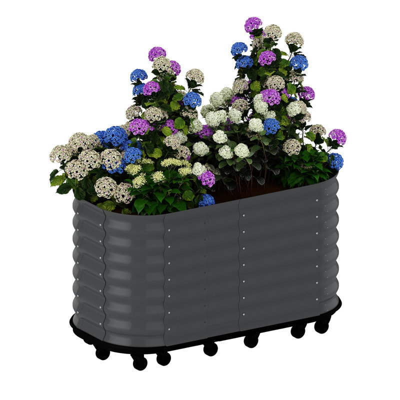 Metal Raised Garden Bed, 70cm H x 60cm W x 150cm D, Grey