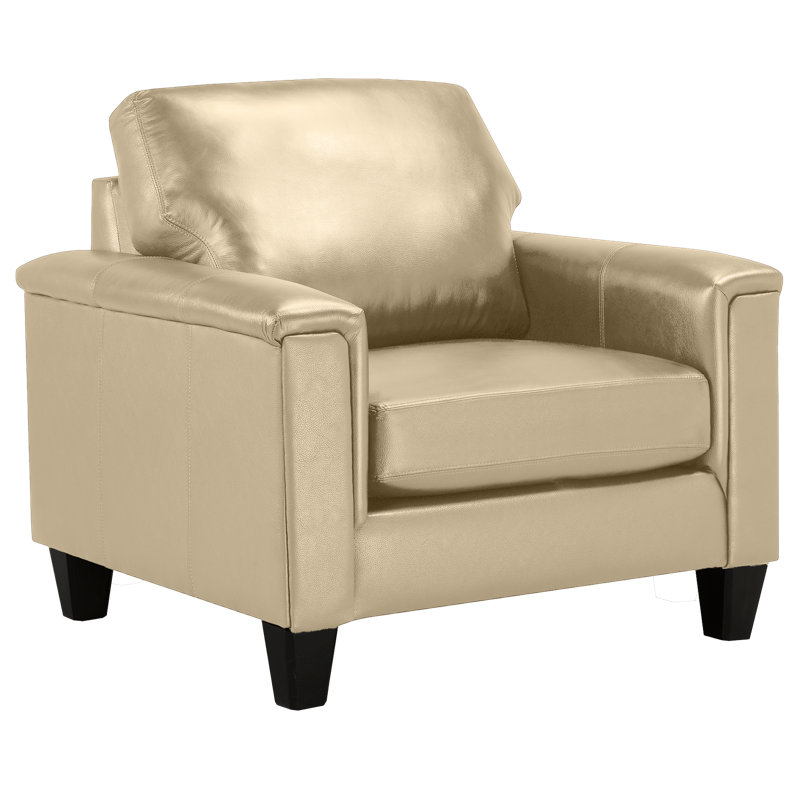 Benson Upholstered Armchair, Tan Genuine Leather