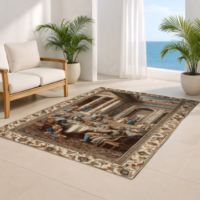 Tapis d'intérieur et d'extérieur brun Persian