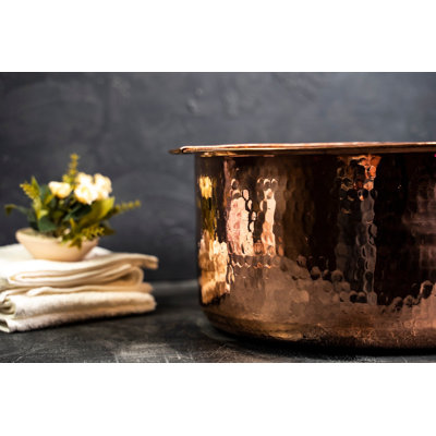 Handmade Solid Copper Foot Bath with Removable Footrest – Luxury Spa & Detox Soaking Basin