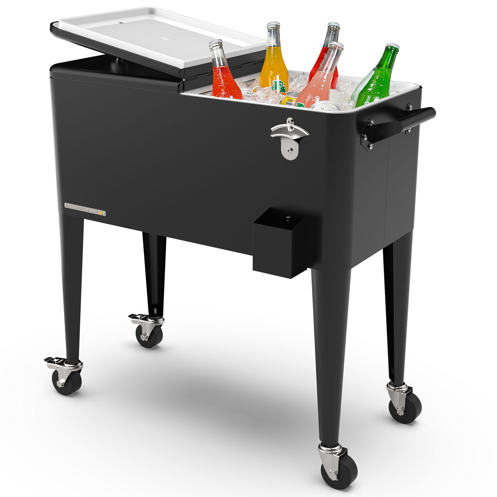 Permasteel Rolling Cooler, Black, With Divider