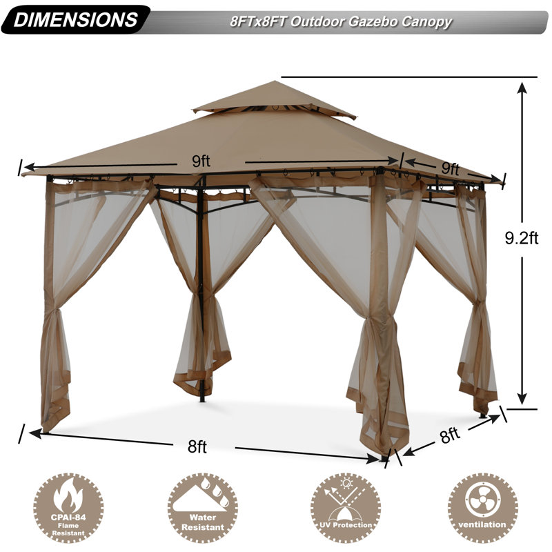 Steel Patio The Soft Roof Gazebos, Khaki, 9 Ft. W x 9 Ft.
