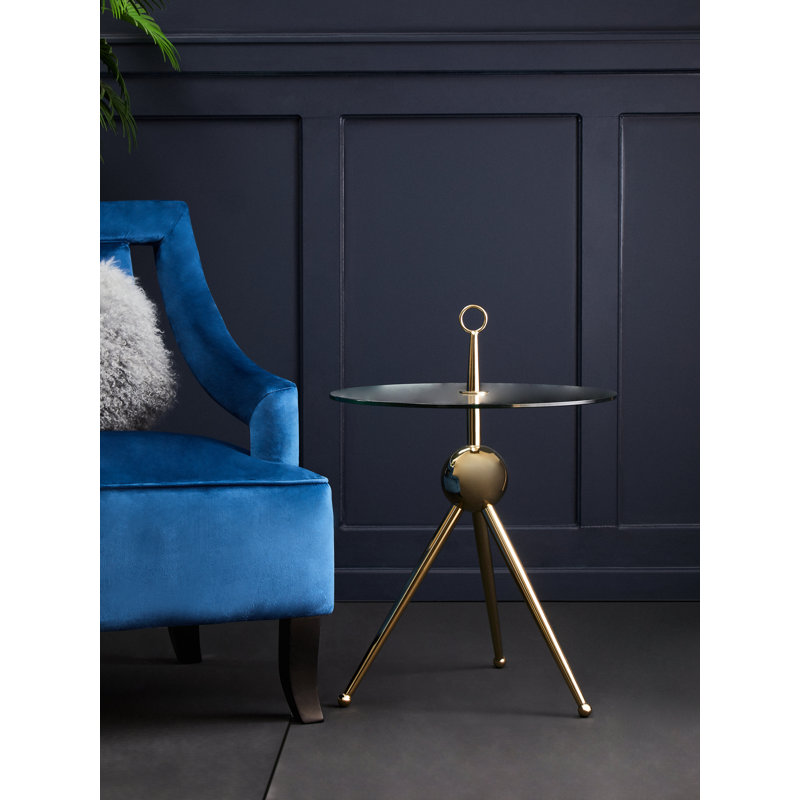 Bhodi Glass Top End Table, Gold