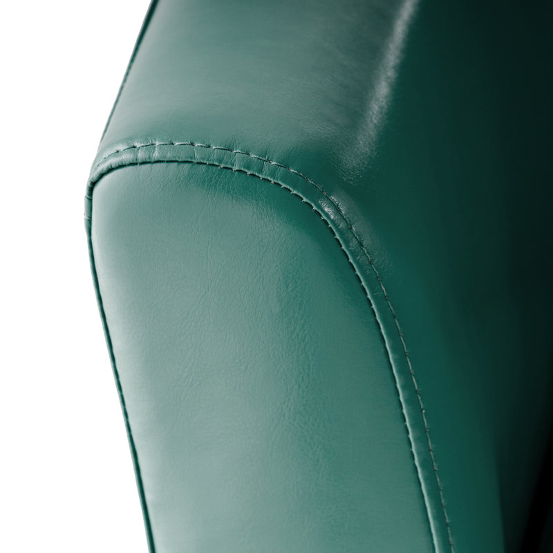 Wilmore Swivel Upholstered Accent Chair with Curved Backrest, Turquoise Faux Leather