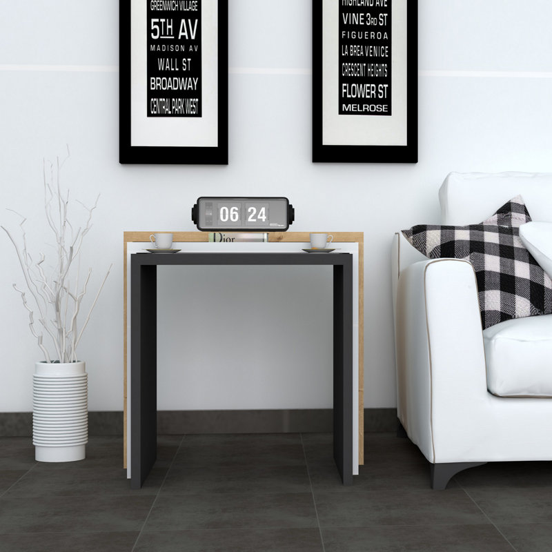 Modern Nesting Table Set (3 Pieces), Anthracite & Oak, 19.7 x 15.7 x 15.0 inches | 100% Melamine Coated Particle Board, Thickness: 0.7 inches | Stylish & Functional for Home Office & Living Spaces