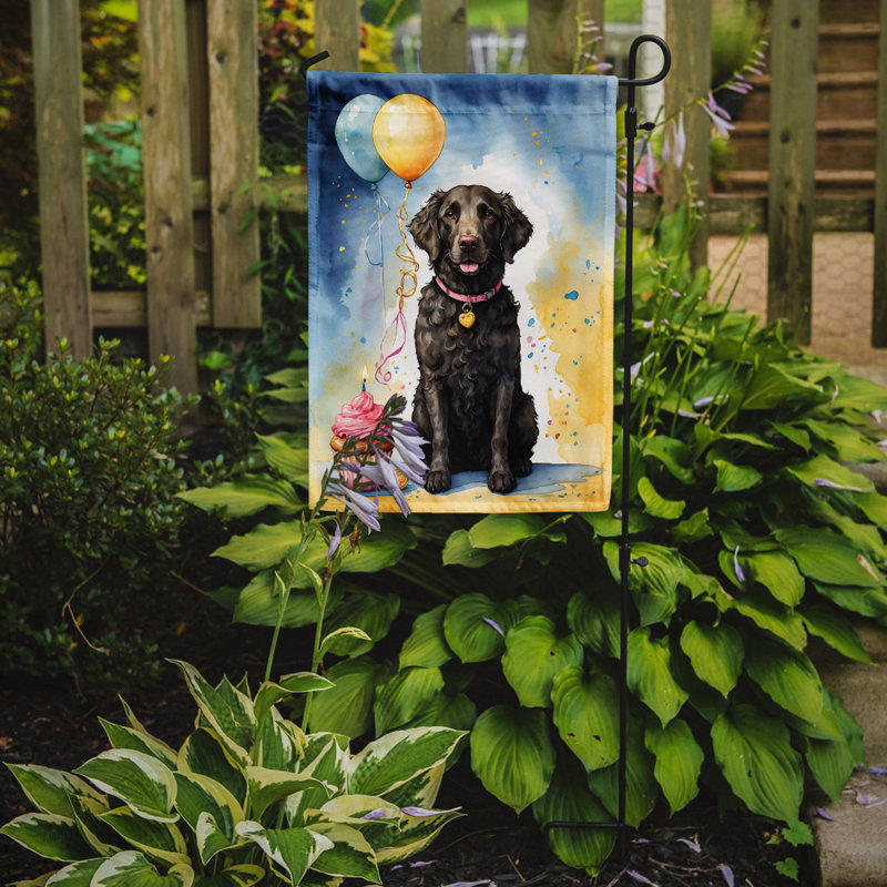 Drapeau de jardin «Happy Birthday», Retriever à poil frisé