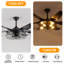 52" Black Ceiling Fan With Lights And Remote, 6 Blades, Industrial Cage Design For Living Room And Bedroom