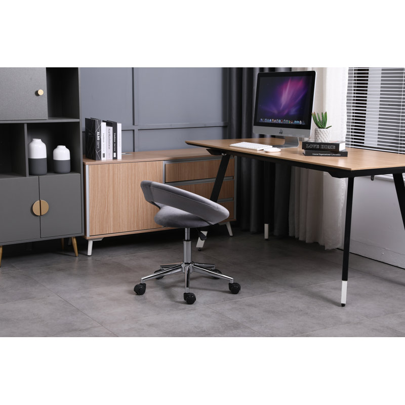 Chaise de travail en velours, Gris