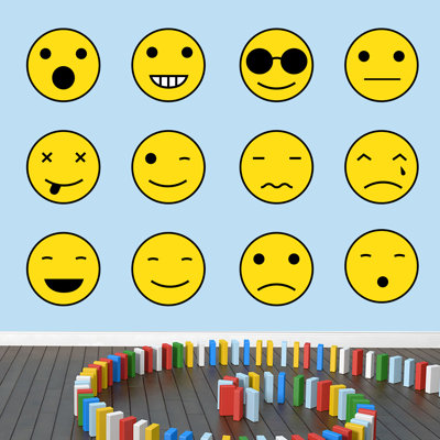 Décalcomanie murale sourires à visages emoji