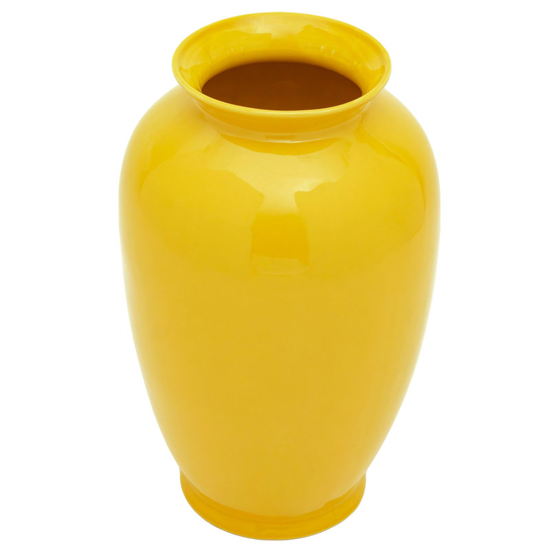 14" Bright Yellow Tung Chi Vase, Solid Yellow