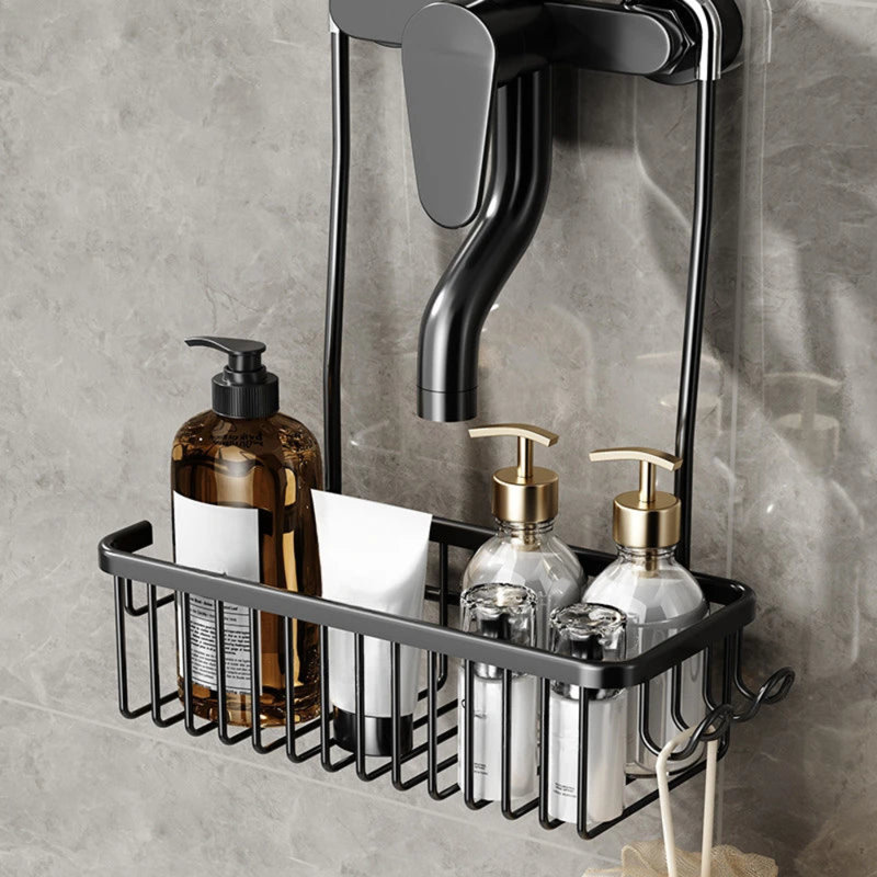 Serviteur de douche en acier inoxydable - Organisateur de salle de bain mural sans perçage, Gris