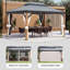 Pavillon de jardin en aluminium 12 po x 16 pi avec toit double en acier galvanisé, moustiquaire et rideaux d'intimité