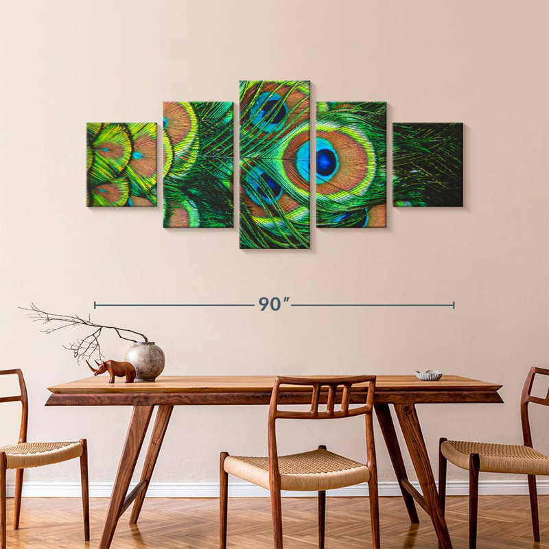 Shiny Peacock Feathers, 42" H x 92" W