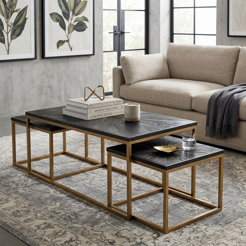 Table basse gigogne Buterbaugh, Noir / or
