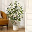 Adcock 4ft Artificial Camellia Tree with 9 inch White Planter, Tall Fake Camellia Trees with Flowers-196072127