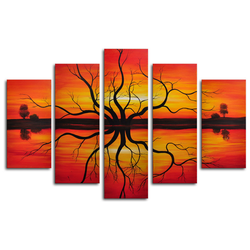 « crépuscule reflection », ensemble de 5 reproductions d’art sur toiles tendues