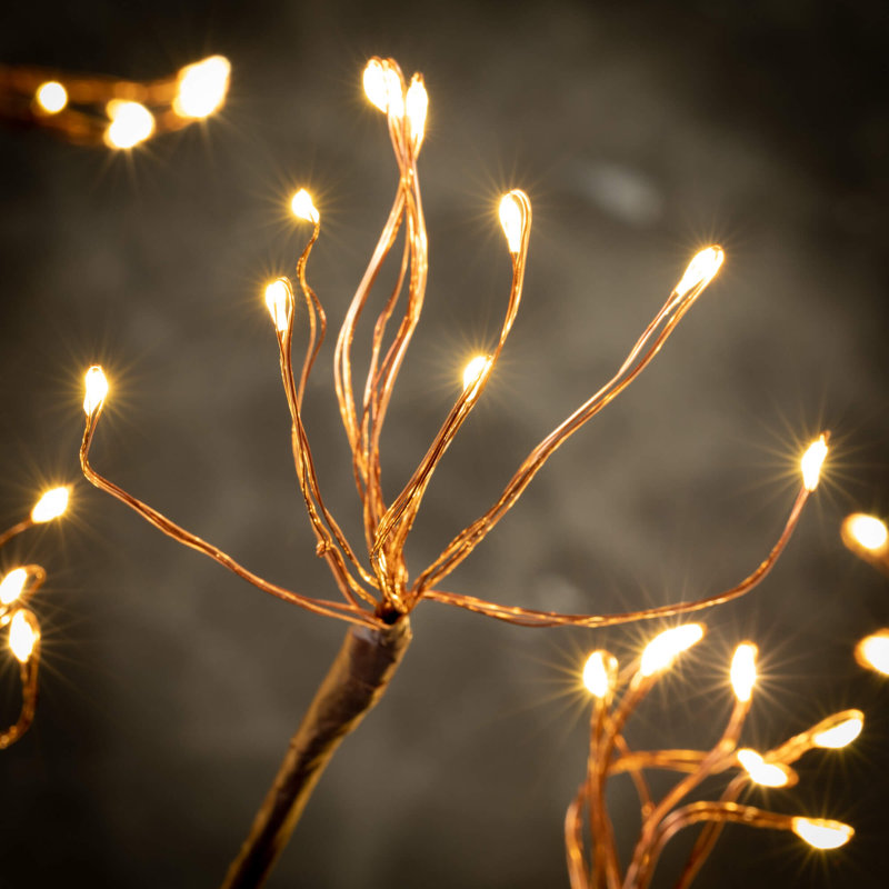 60"H, 47.5"H And 36"H Outdoor Lighted Twig Tree Set; Brown