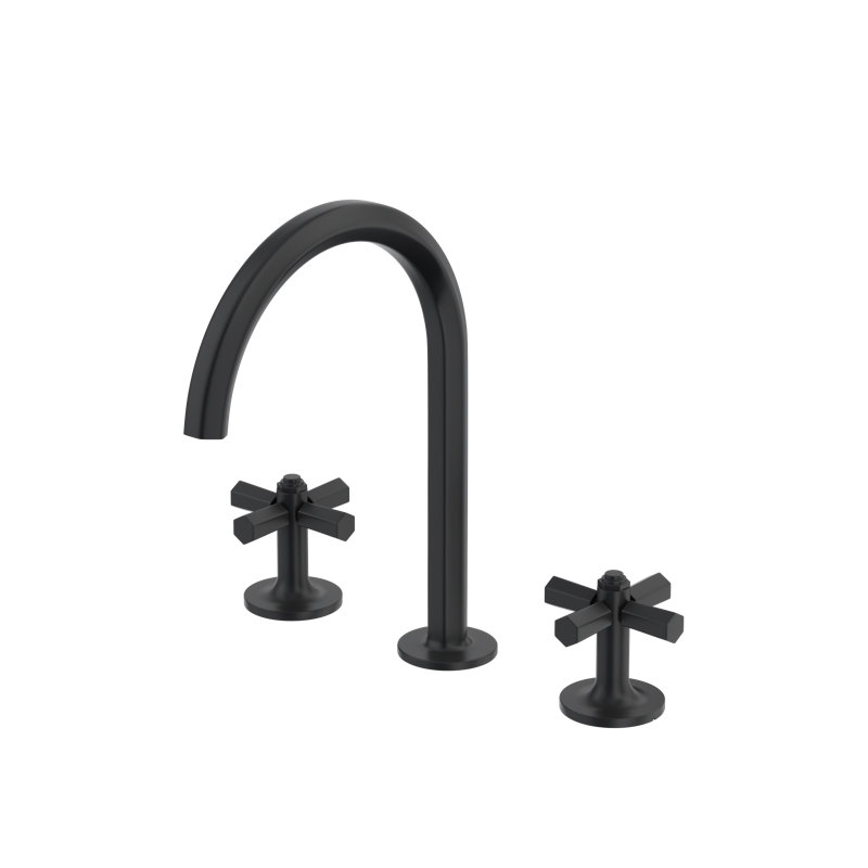 Modelle Widespread Lavatory Faucet With C-Spout, Matte Black