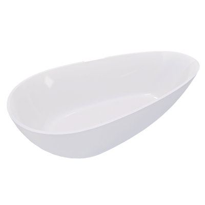 59" Freestanding Solid Surface Bathtub, Luxury Handcrafted Stone Resin Freestanding Soaking Bathtub With Overflow And Pop-Up Drain, 24S02-59Gw