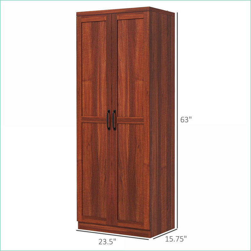 Kitchen Pantry | HOMCOM 63" 2-Door Freestanding Storage Cabinet with 5-Tier Shelving | Tan | Particle Board